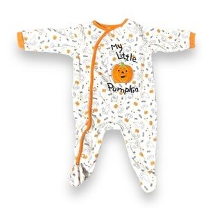 🐻 First Moments Halloween My Little Pumpkin Baby Pajamas Size 0-3 Months